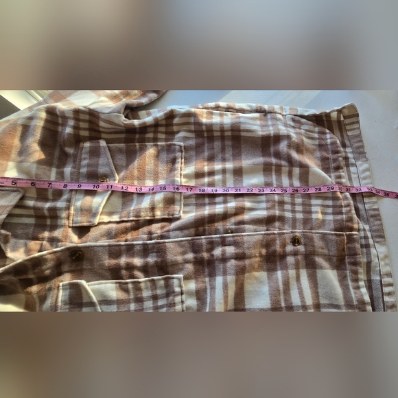Banana Republic Beige Plaid Shacket Medium - Picture 3 of 6